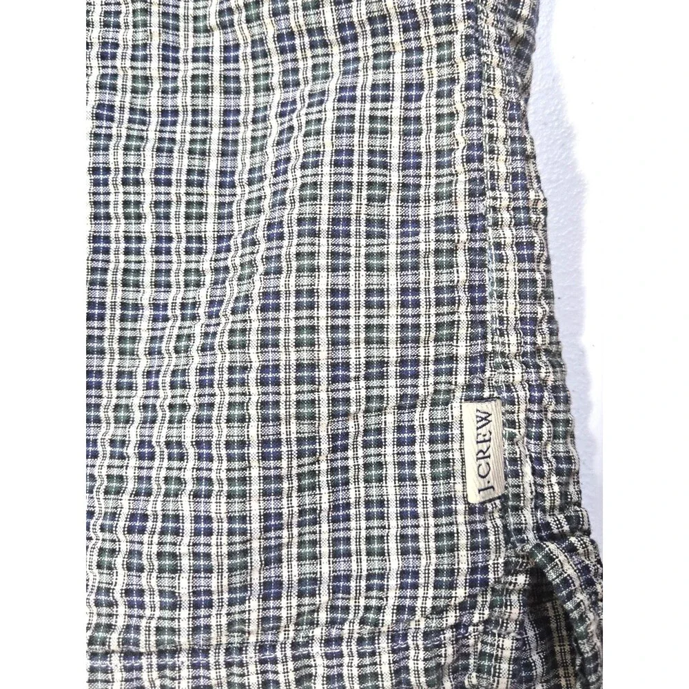 J. Crew Men’s Blue White Green Gingham Seersucker  Button-Down Shirt Size XXL